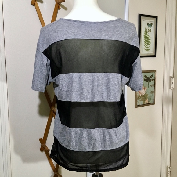 BRANDY MELVILLE Black Mesh Oversize Tee Size Small - Picture 4 of 5